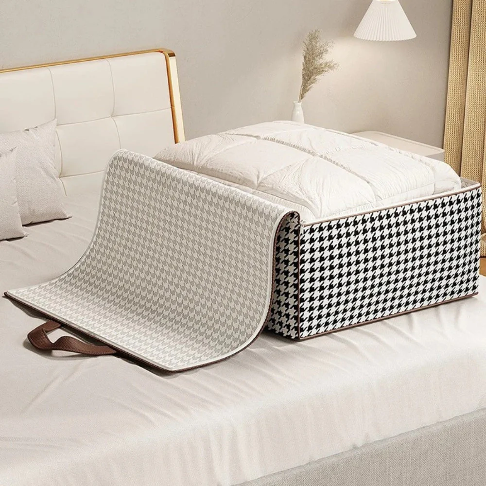 Durable Large Capacity Houndstooth Storage Suitcase - Image 4