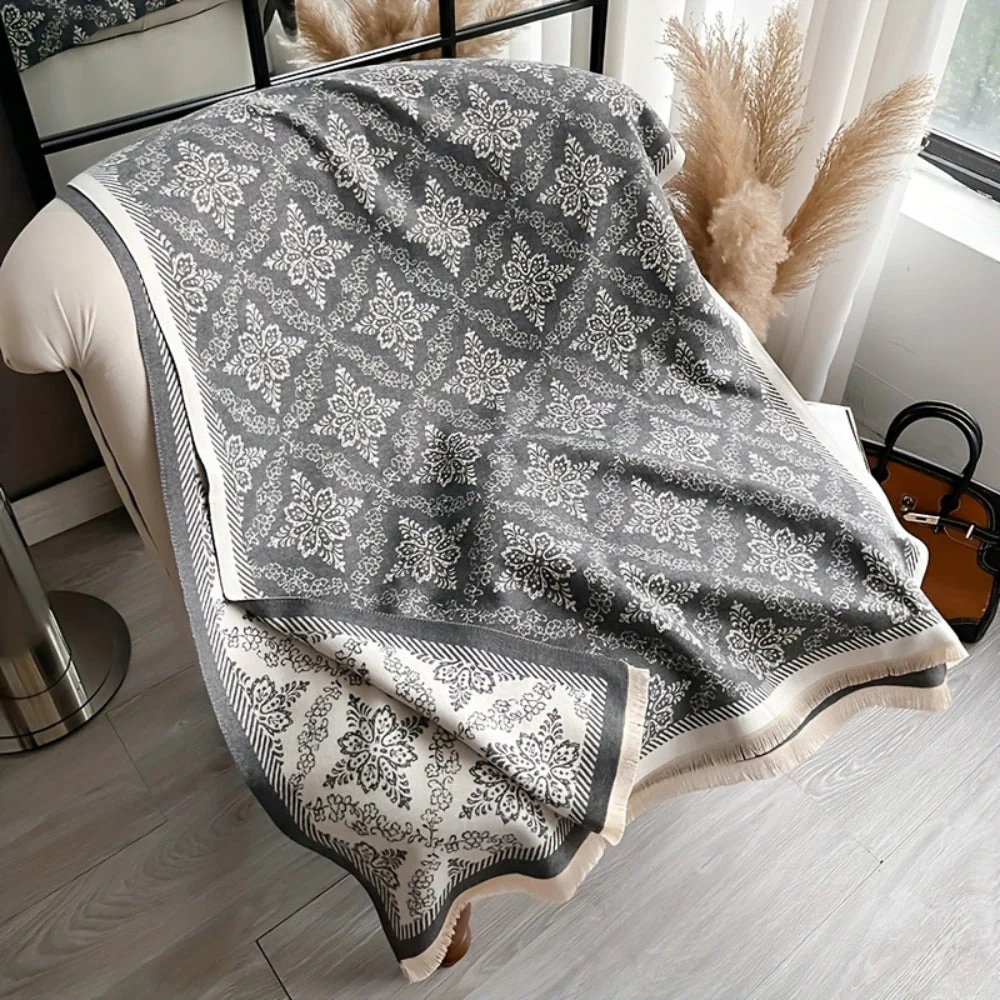 Elara Damask Print Scarf Shawl - Image 4