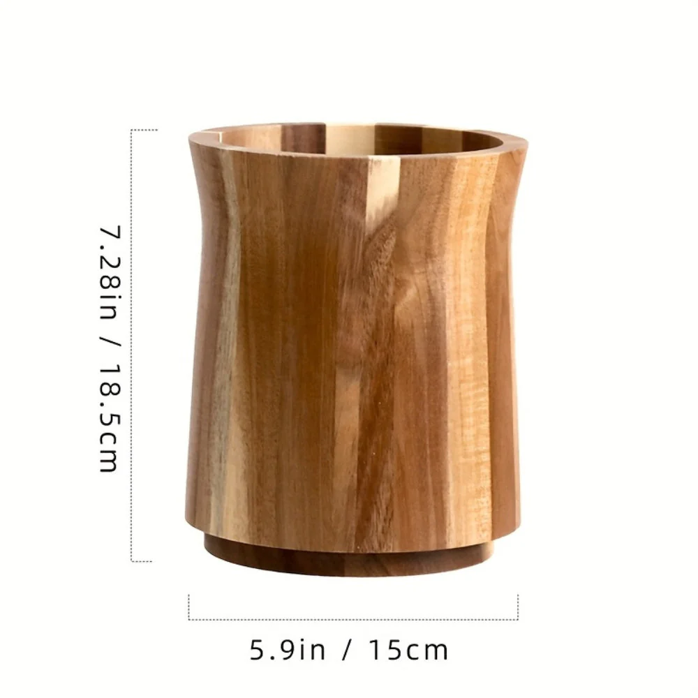 Elegant Acacia Wood Rotating Utensil Holder - Image 8