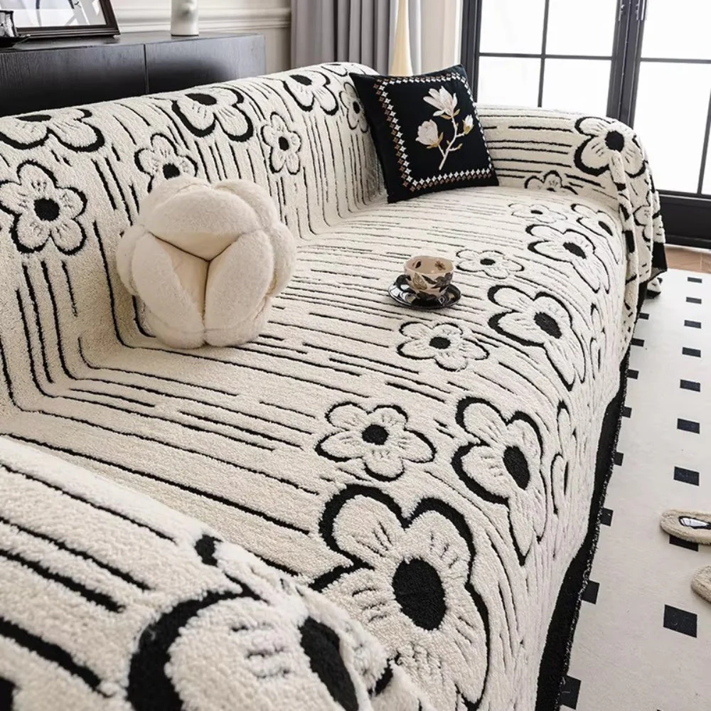 Embroidered Flower Soft Sofa Cover - Image 2