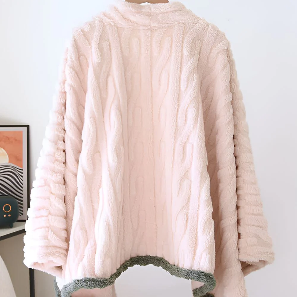 Embroidered Warm Fleece Shawl Wrap - Image 3