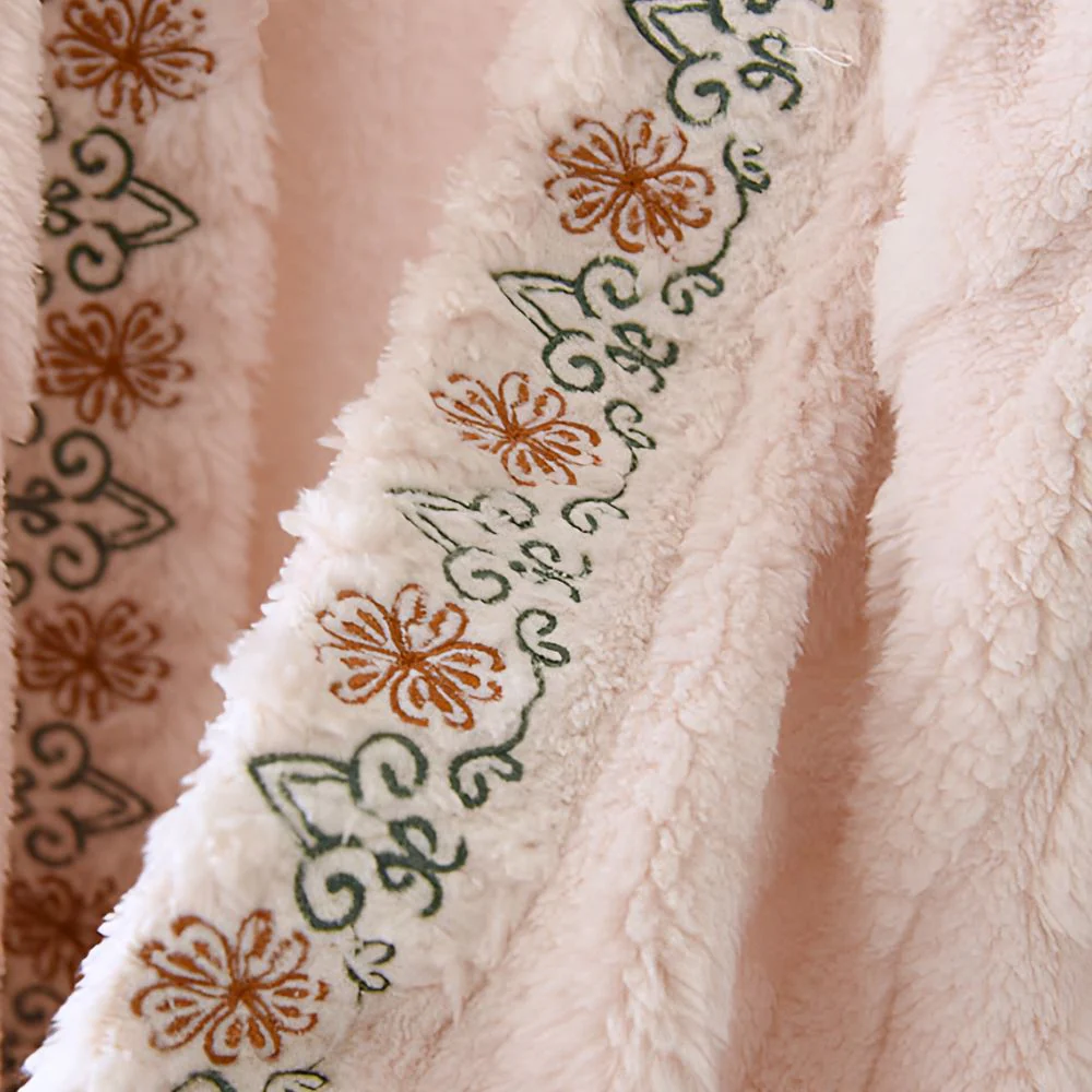 Embroidered Warm Fleece Shawl Wrap - Image 5