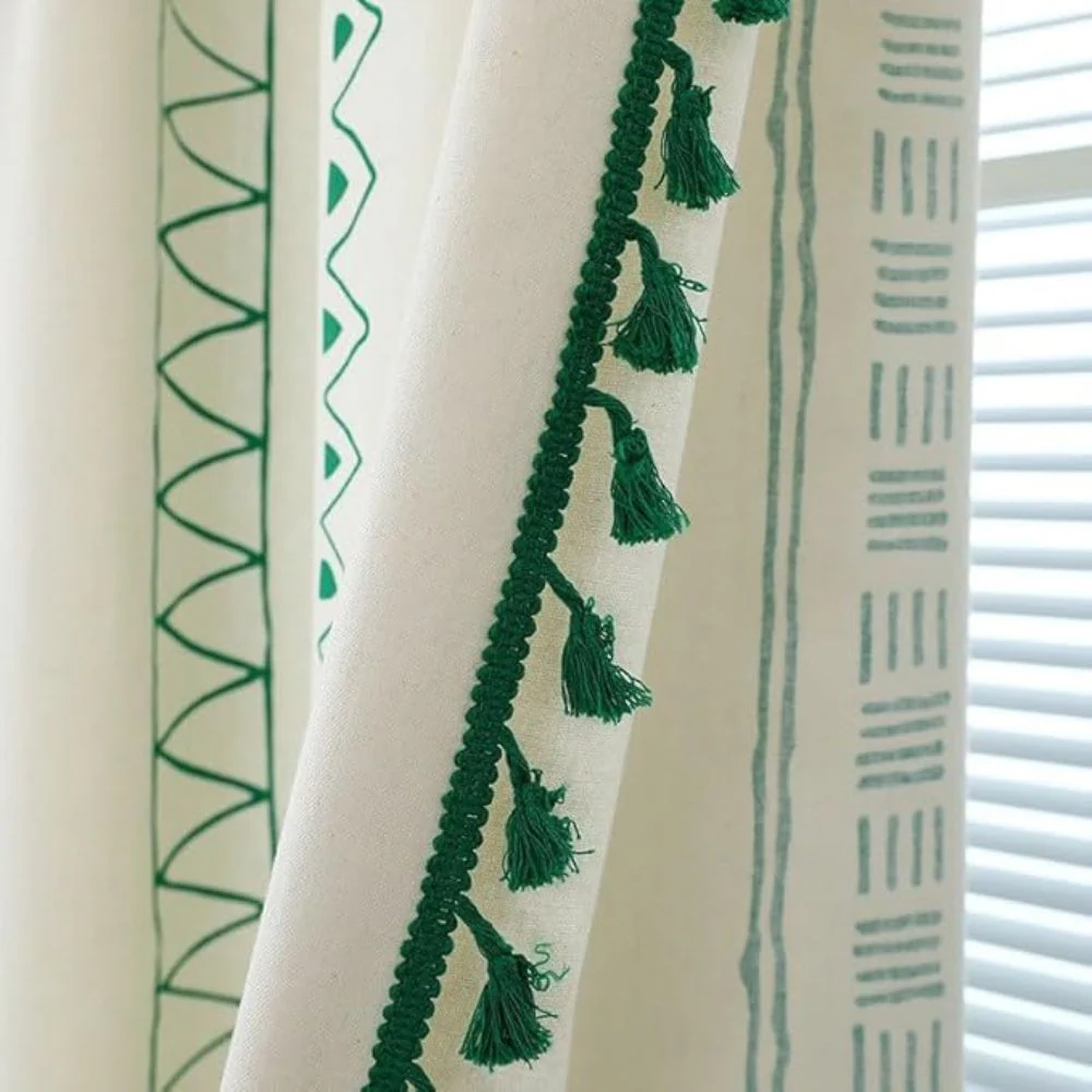Emerald Tribe Boho Tassel Curtain - Image 3