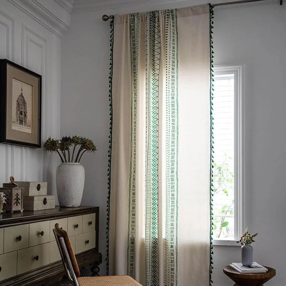Emerald Tribe Boho Tassel Curtain - Image 4