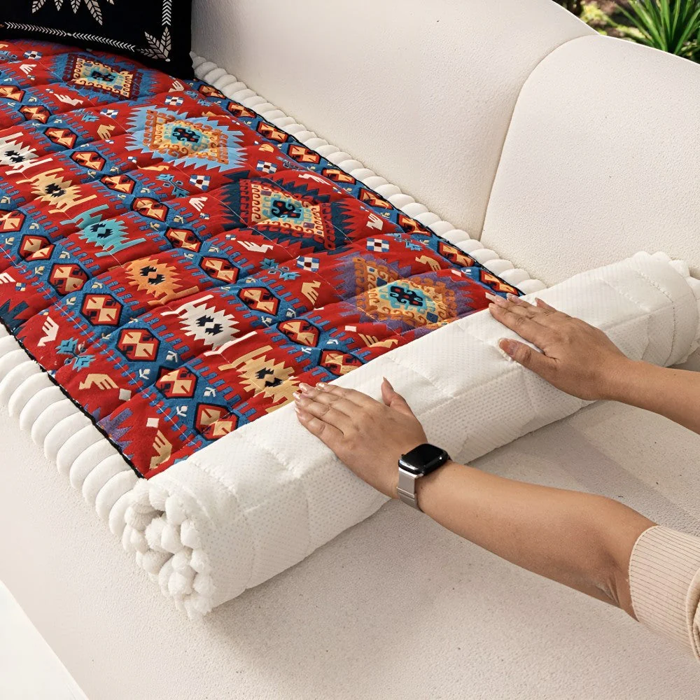 Ethnic Style Quilted Non Slip Couch Cover - Image 3