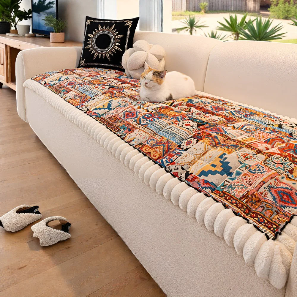 Ethnic Style Quilted Non Slip Couch Cover - Image 5