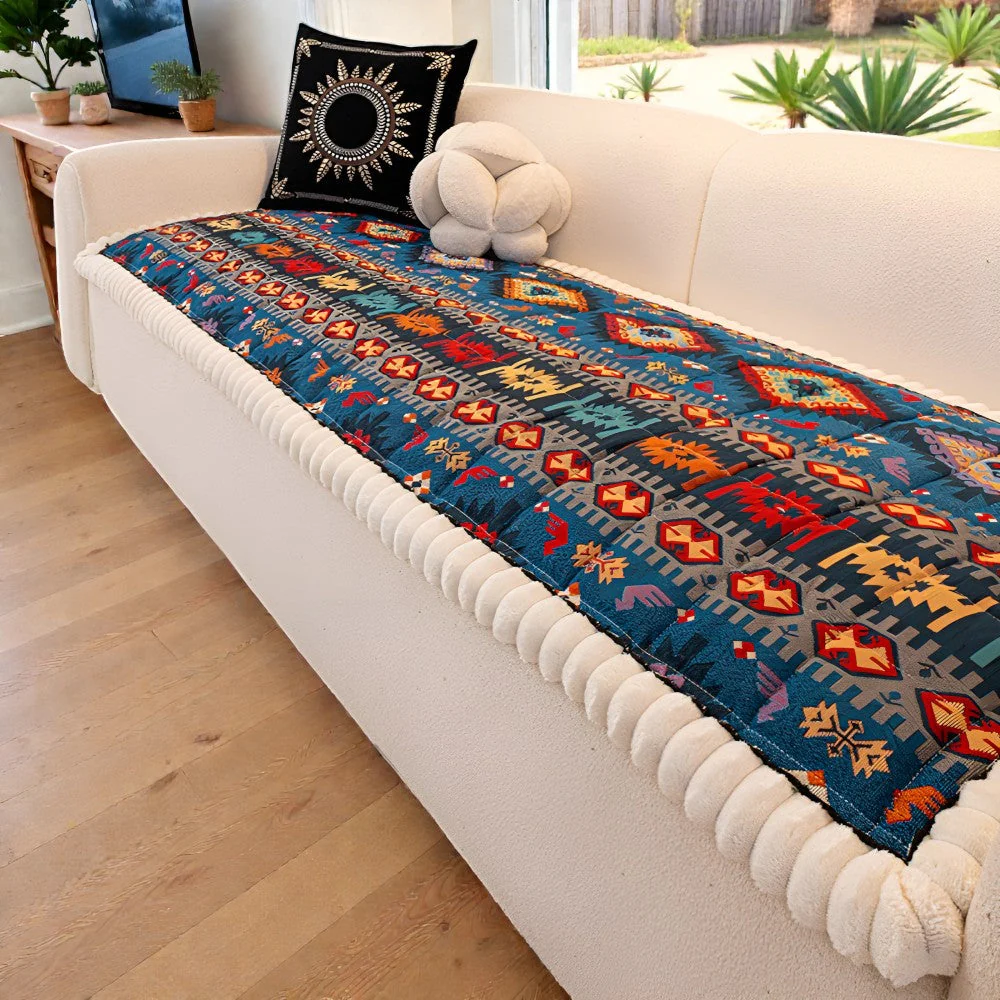 Ethnic Style Quilted Non Slip Couch Cover - Image 6