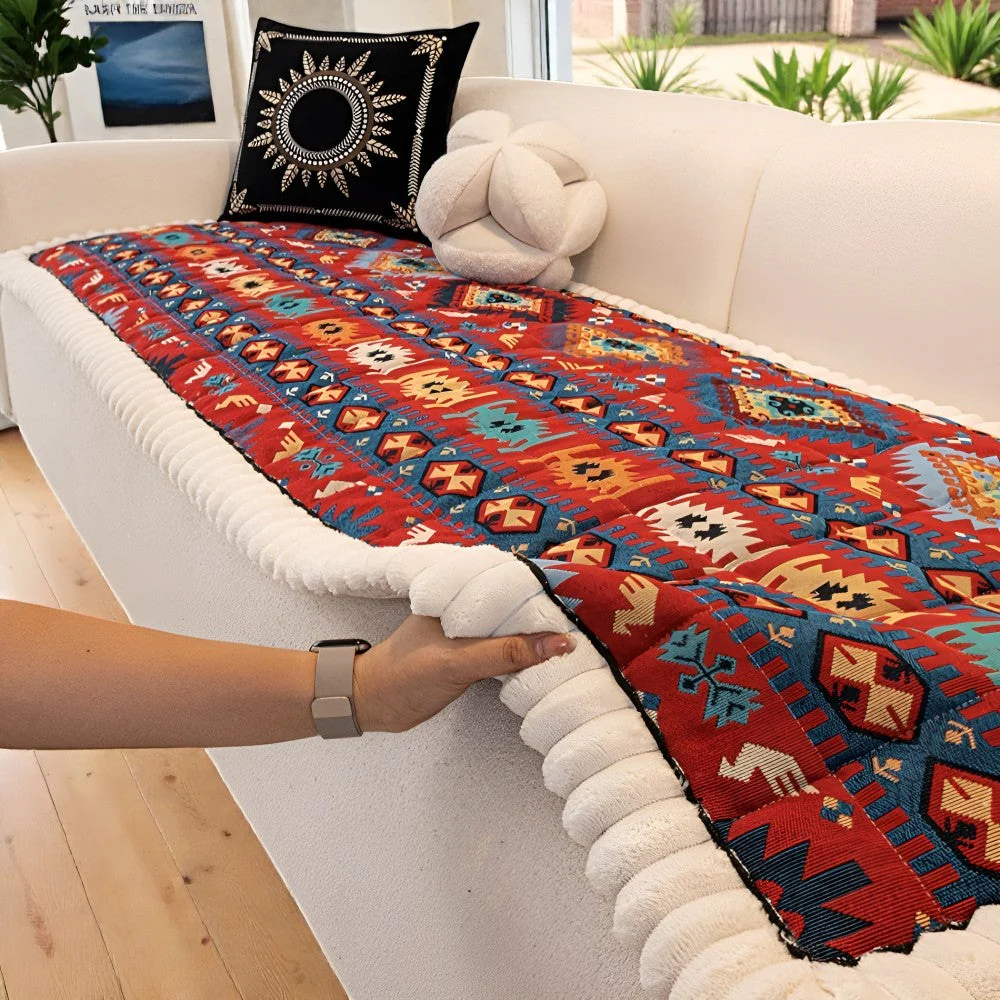 Ethnic Style Quilted Non Slip Couch Cover - Image 7