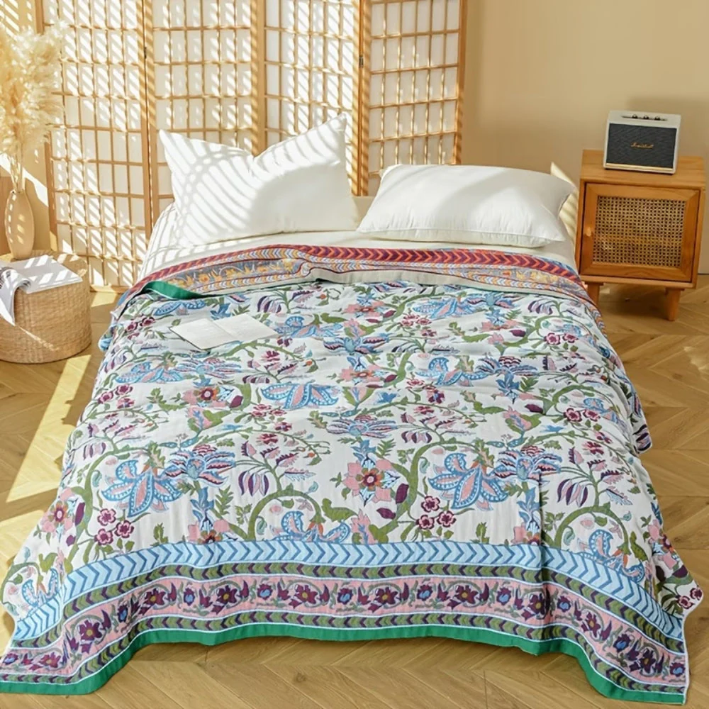 European Floral Reversible Blanket | 100% Cotton Blanket - Image 2