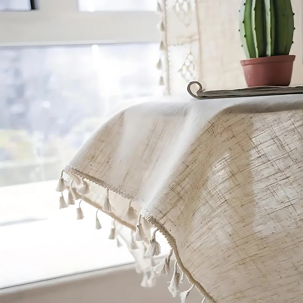 Farmhouse Chic Linen Geometric Curtain - Image 3