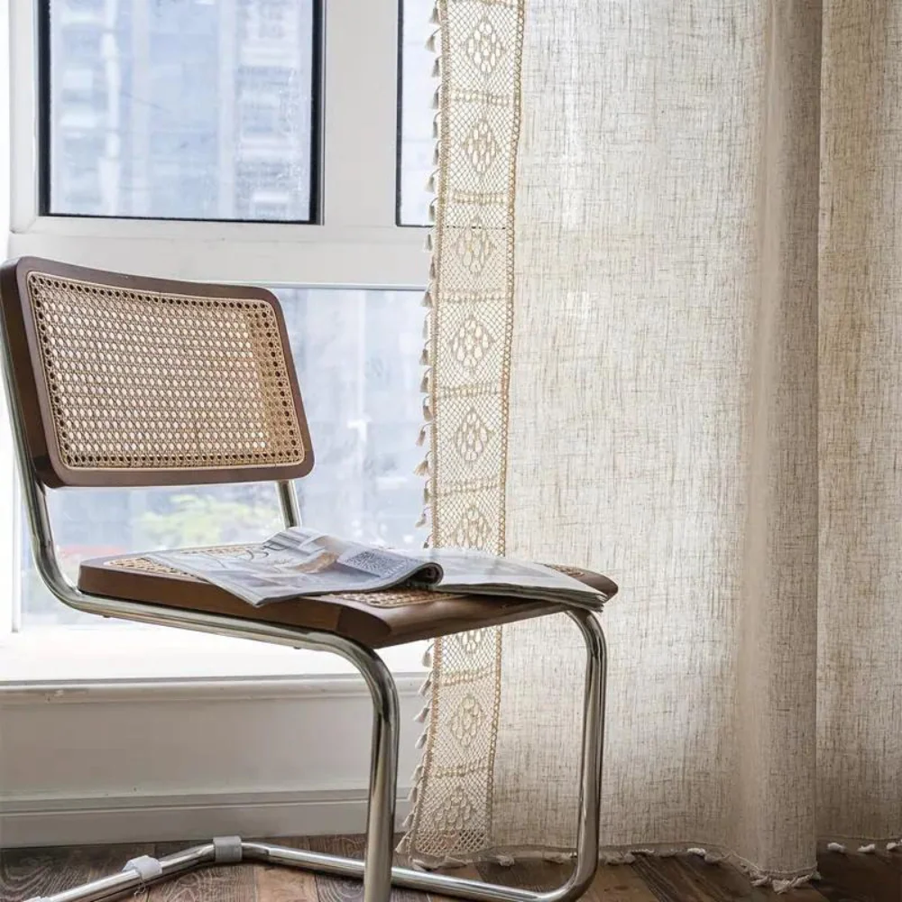Farmhouse Chic Linen Geometric Curtain - Image 4