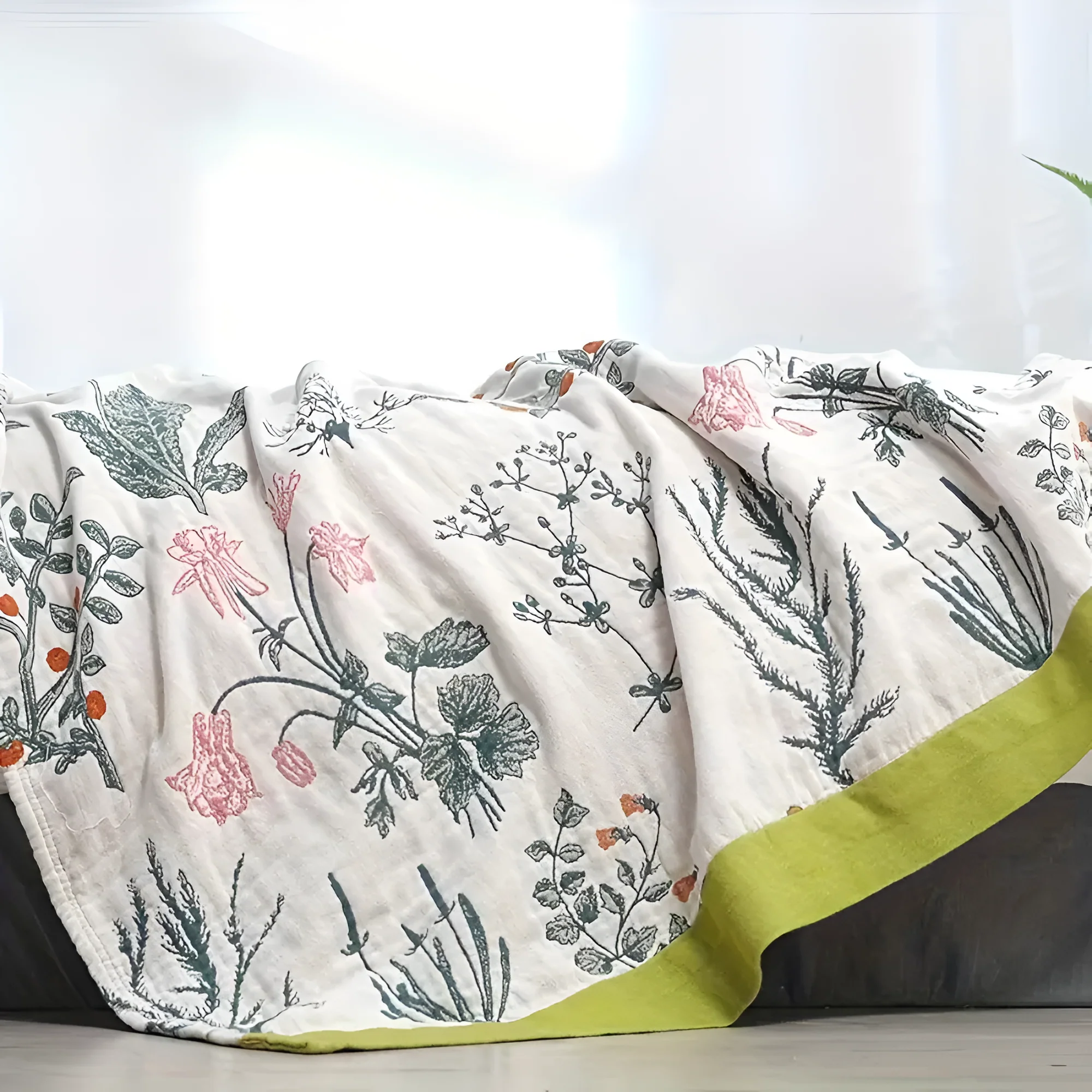 Farmhouse Floral Cotton Gauze Blanket - Image 3