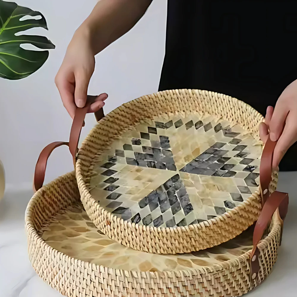 Farmhouse Rattan Tray in Assorted Patterns - Image 8