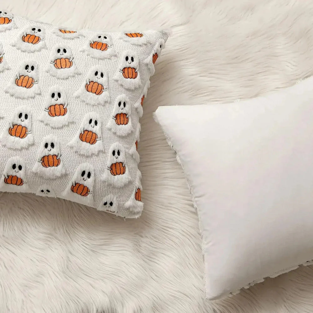 Faux Fleece Halloween Pumpkin Cushion Cover - Image 10