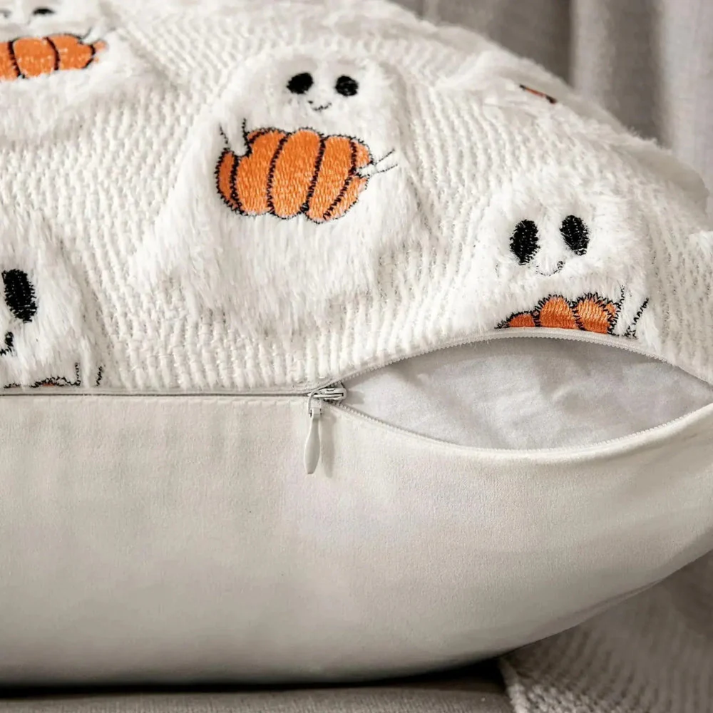 Faux Fleece Halloween Pumpkin Cushion Cover - Image 11