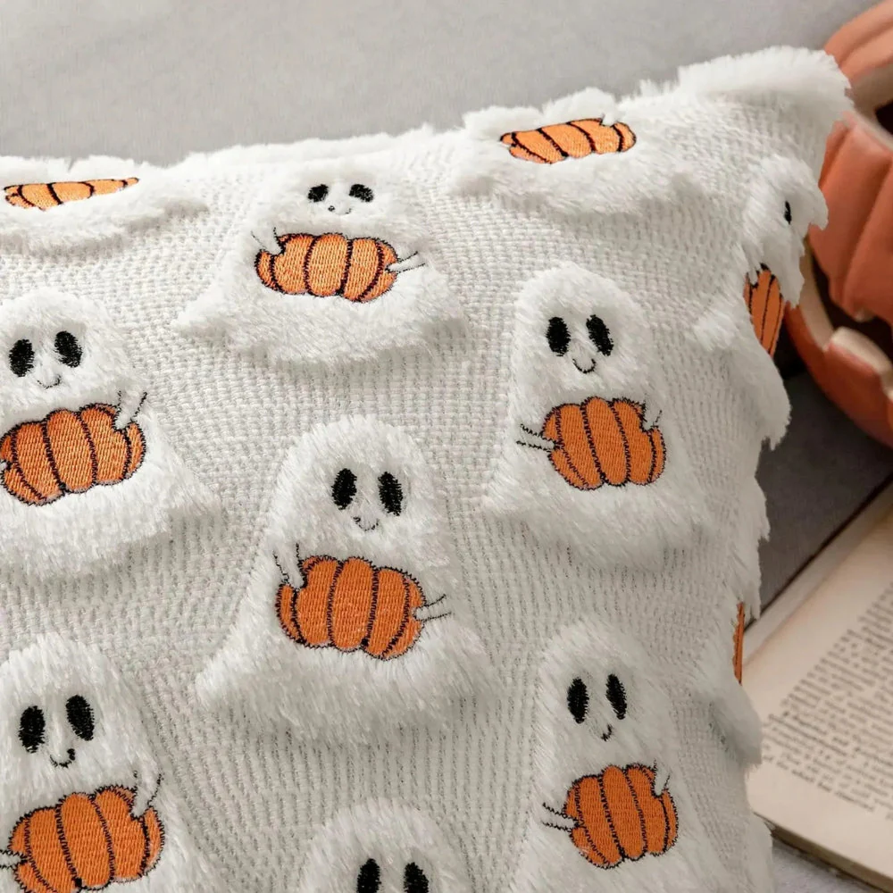 Faux Fleece Halloween Pumpkin Cushion Cover - Image 12
