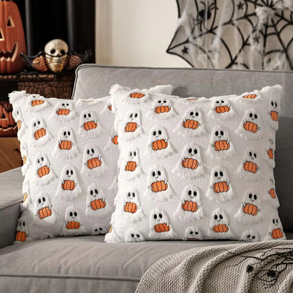 Faux Fleece Halloween Pumpkin Cushion Cover - Image 5