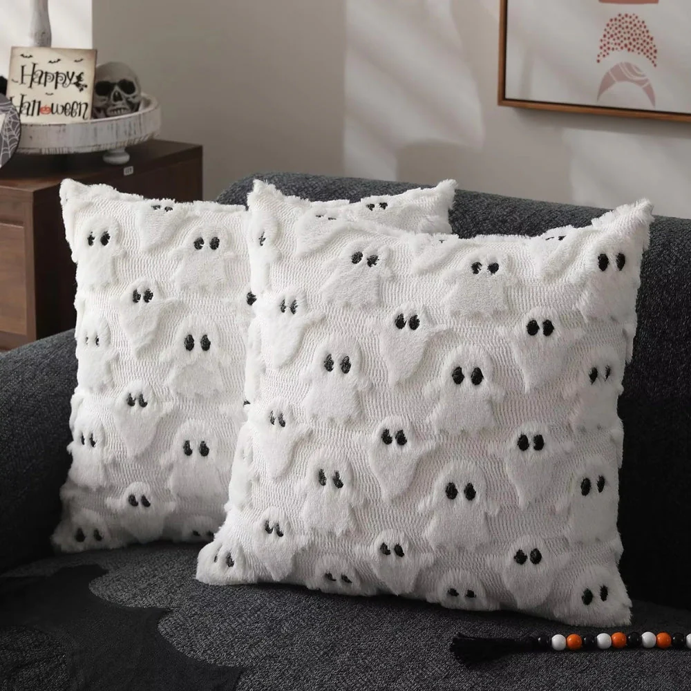 Faux Fleece Halloween Pumpkin Cushion Cover - Image 6