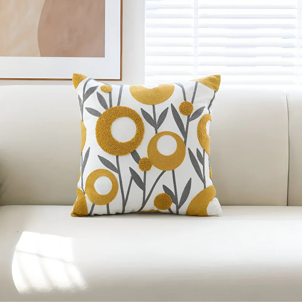 Floral Essence Embroidered Cushion Cover - Image 2