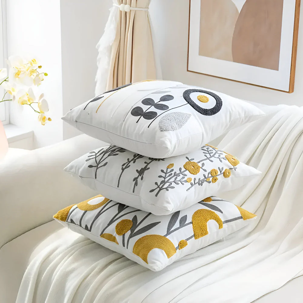 Floral Essence Embroidered Cushion Cover - Image 4