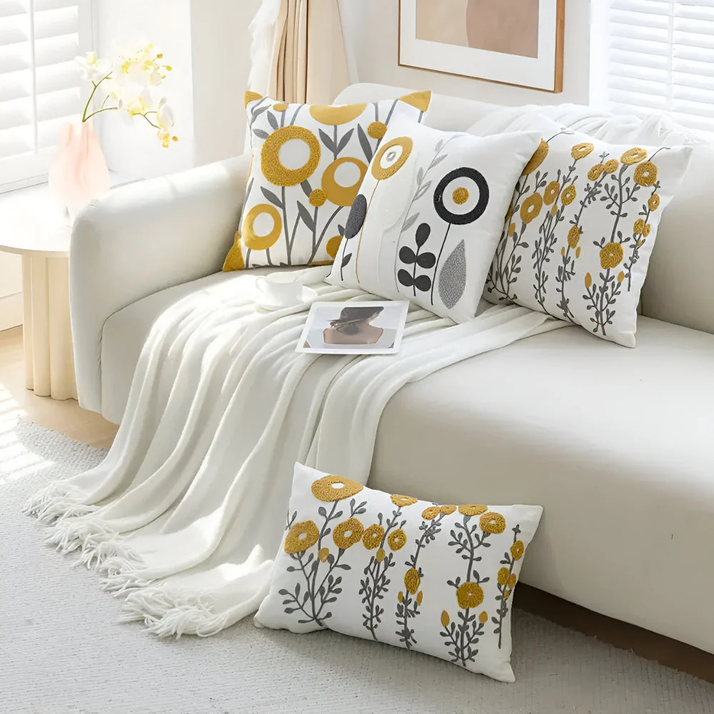 Floral Essence Embroidered Cushion Cover - Image 8