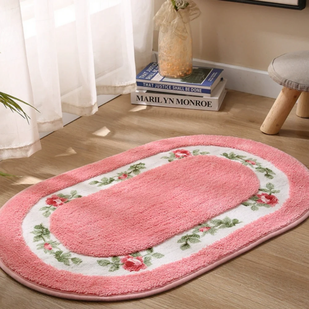 Floral Oval Plush Bath Mat - Image 5