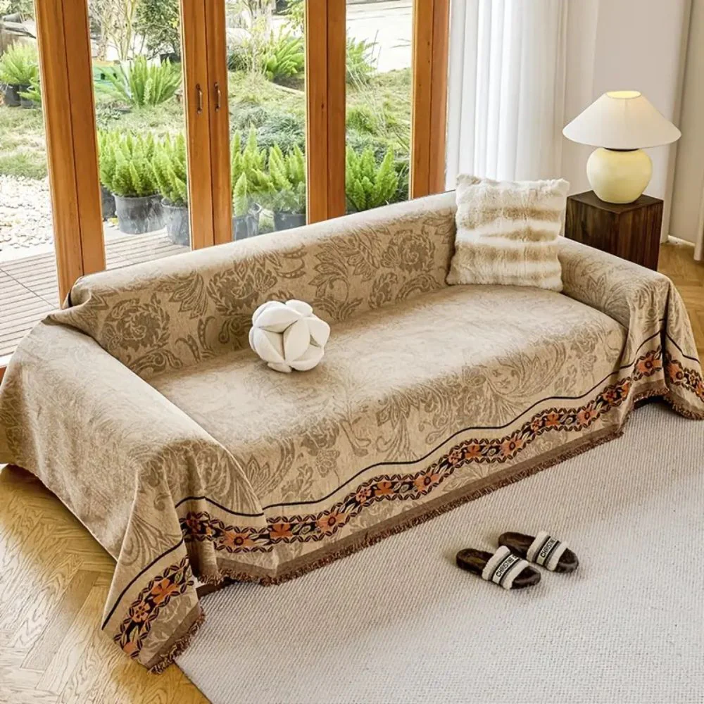 Floral Tasseled Boho Sofa Cover - Image 3