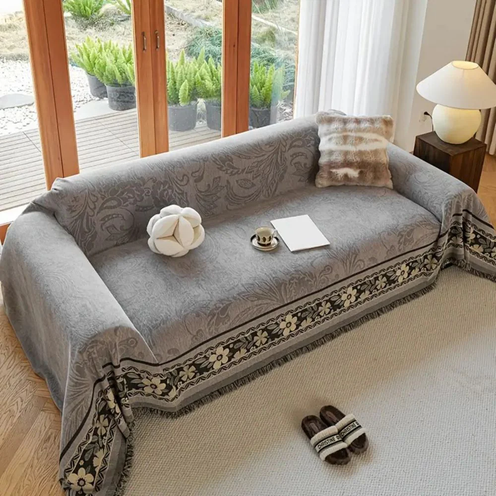 Floral Tasseled Boho Sofa Cover - Image 4