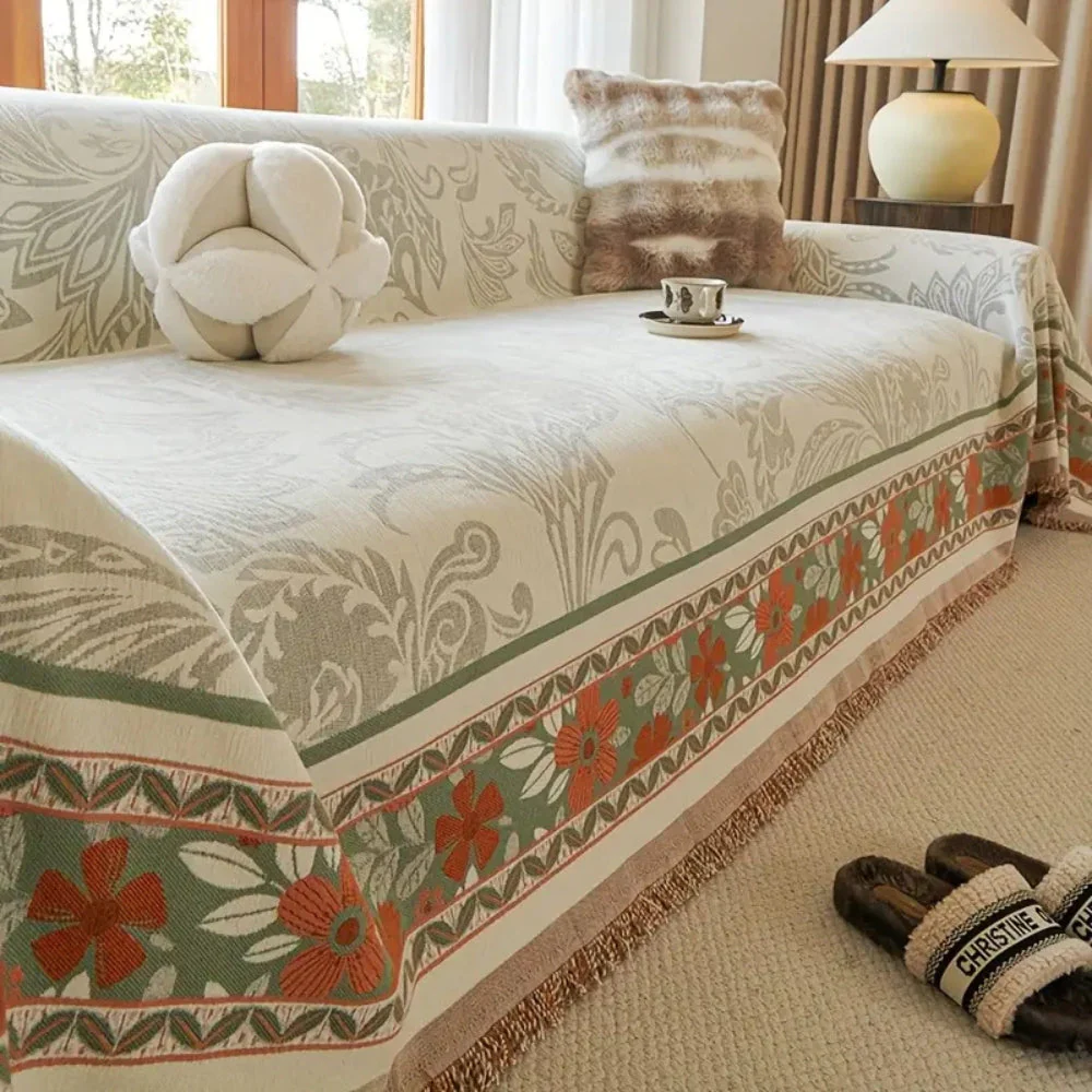 Floral Tasseled Boho Sofa Cover - Image 5