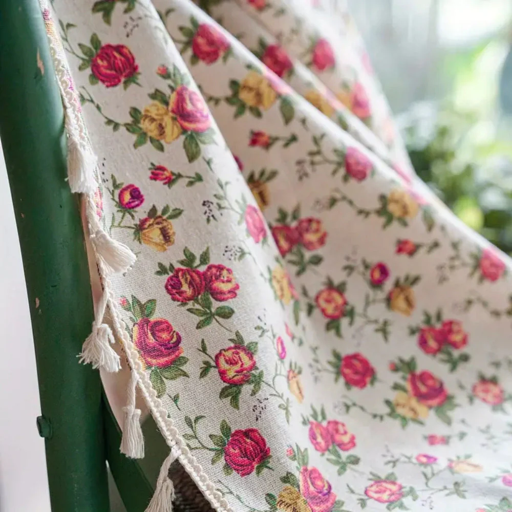 Floral Tasseled Soft Cotton Curtain - Image 3