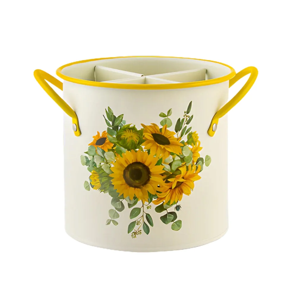Floral Utensil Storage Basket with Divider Lid - Image 8