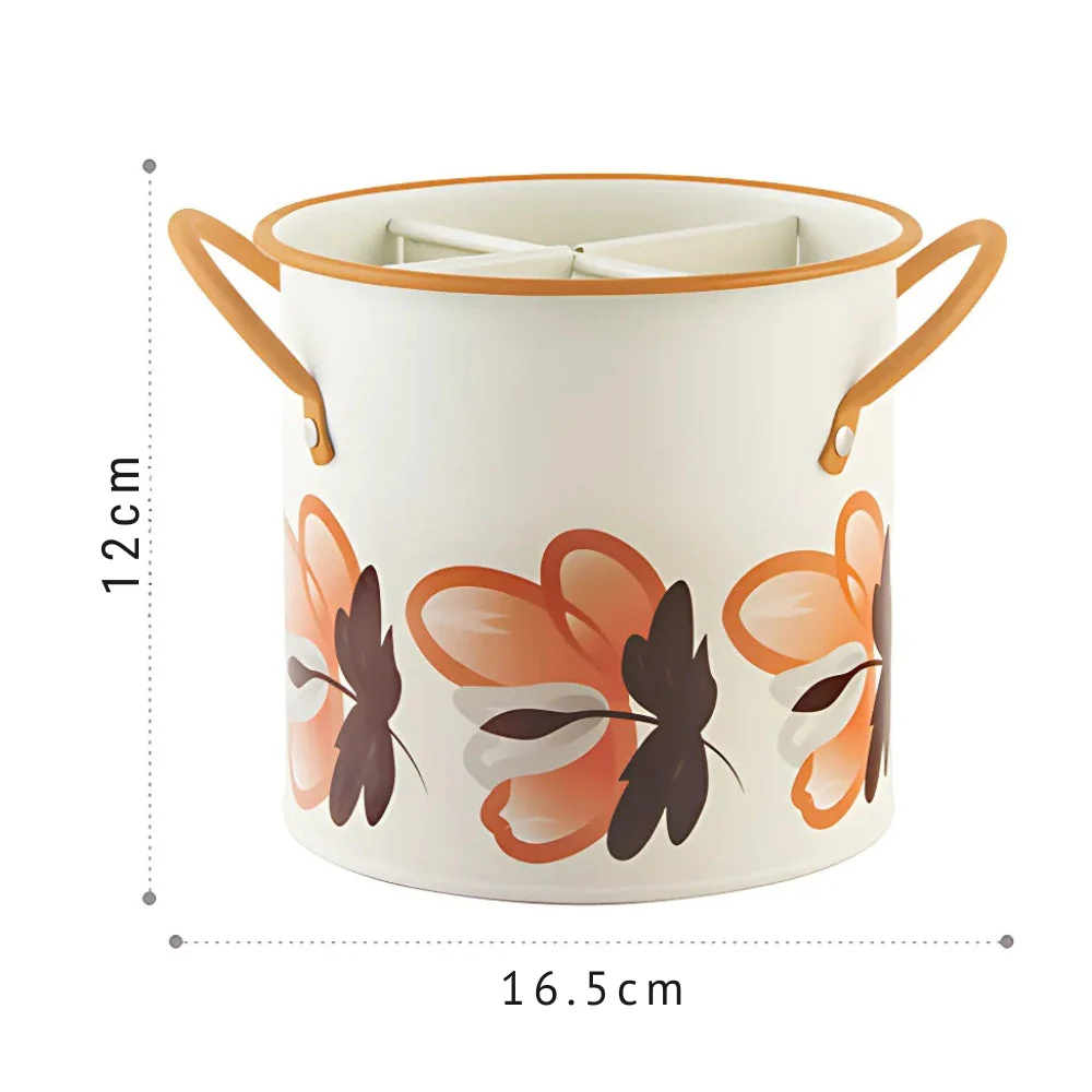 Floral Utensil Storage Basket with Divider Lid - Image 9