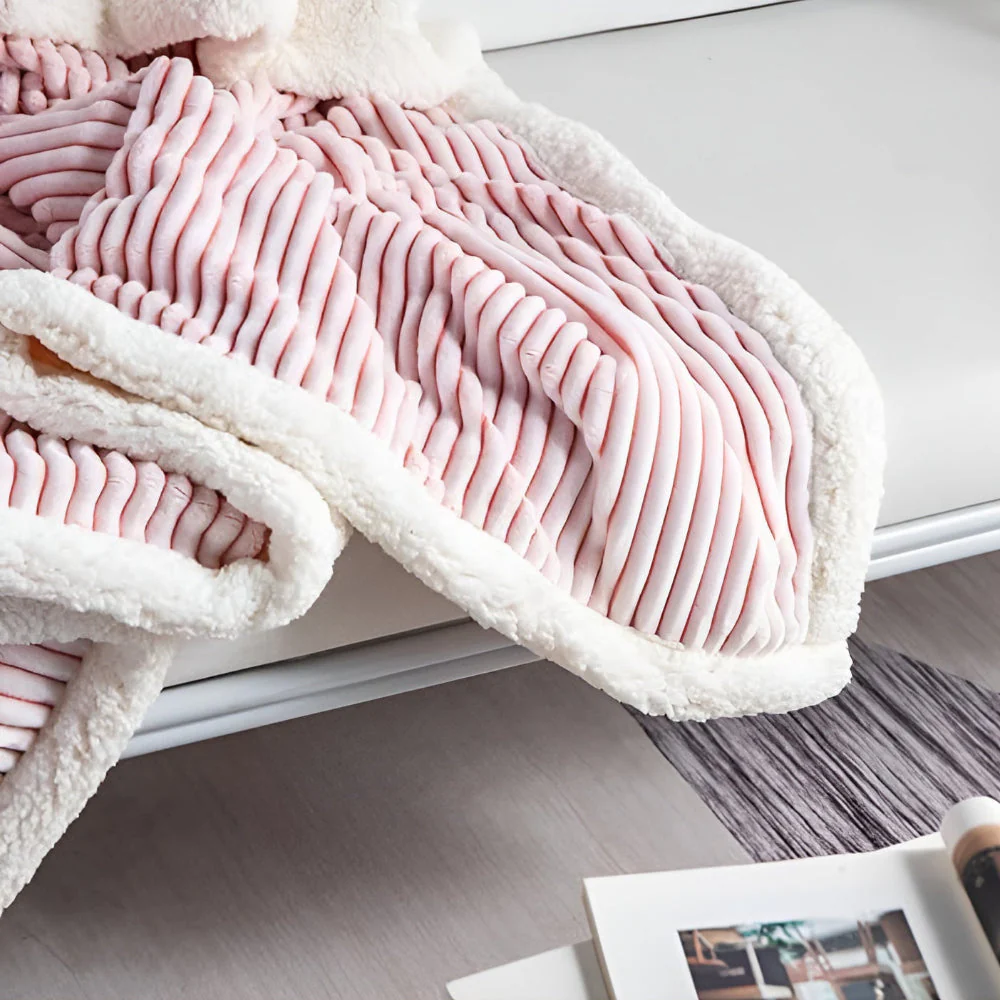 Fluffy Stripes Sherpa Blanket - Image 2