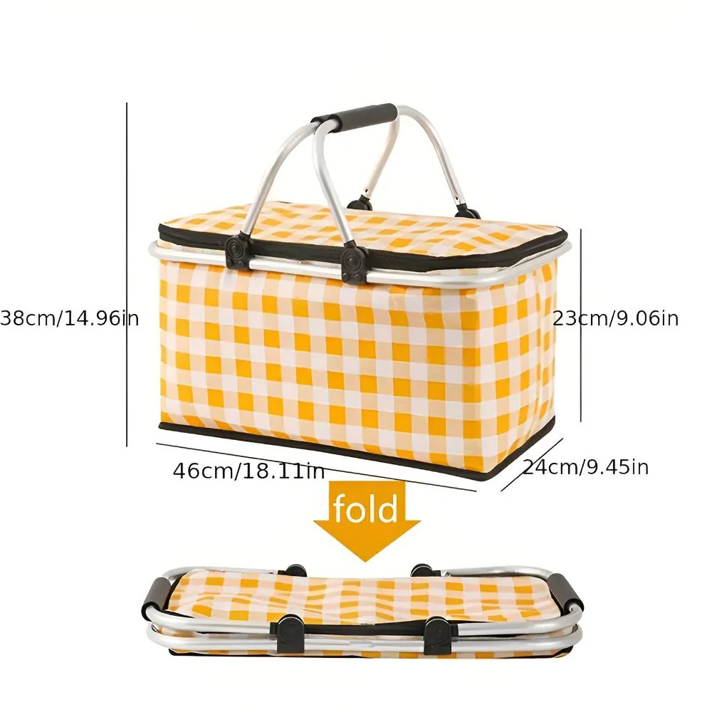 Foldable Checkered Picnic Basket - Image 10