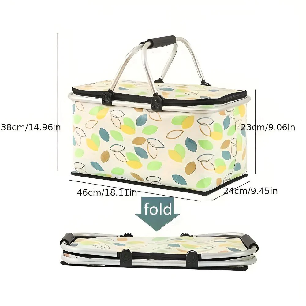 Foldable Checkered Picnic Basket - Image 11