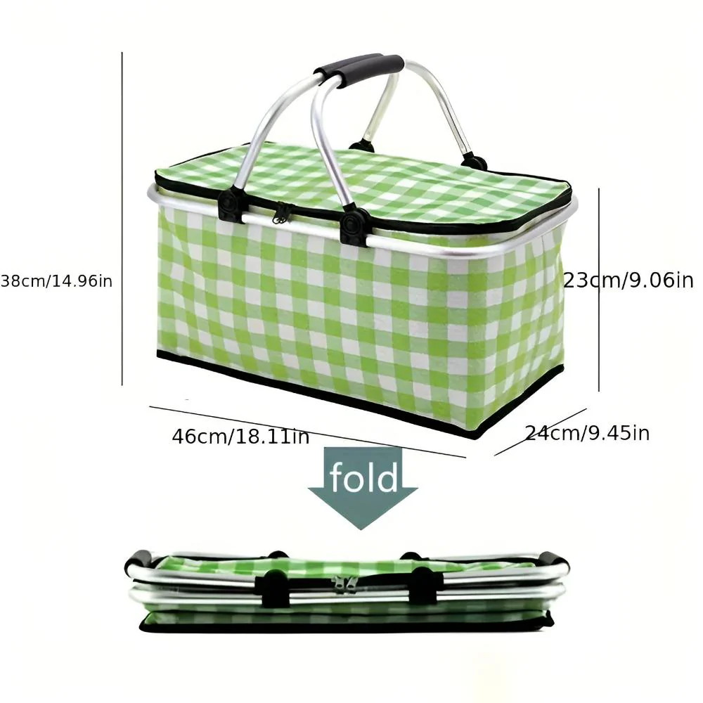 Foldable Checkered Picnic Basket - Image 12