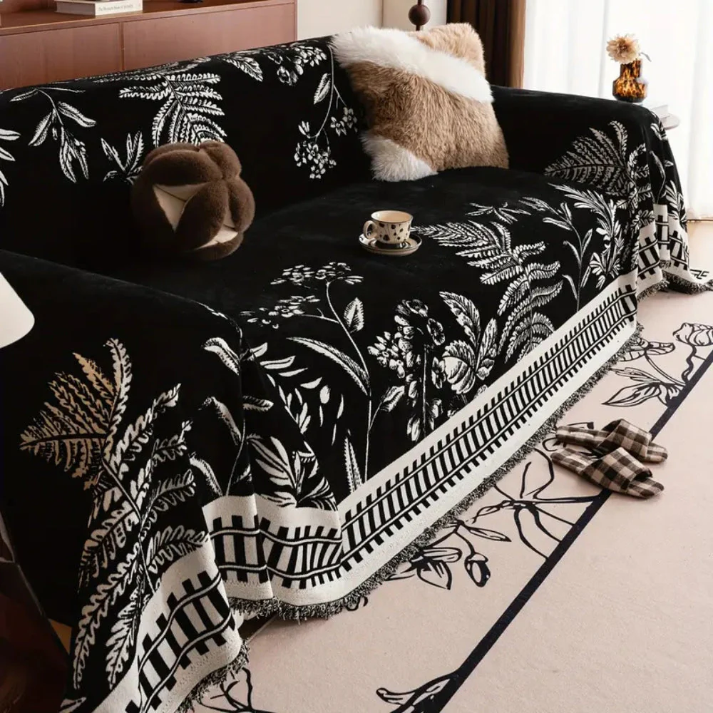 Foliage Floral Chenille Sofa Cover - Image 2