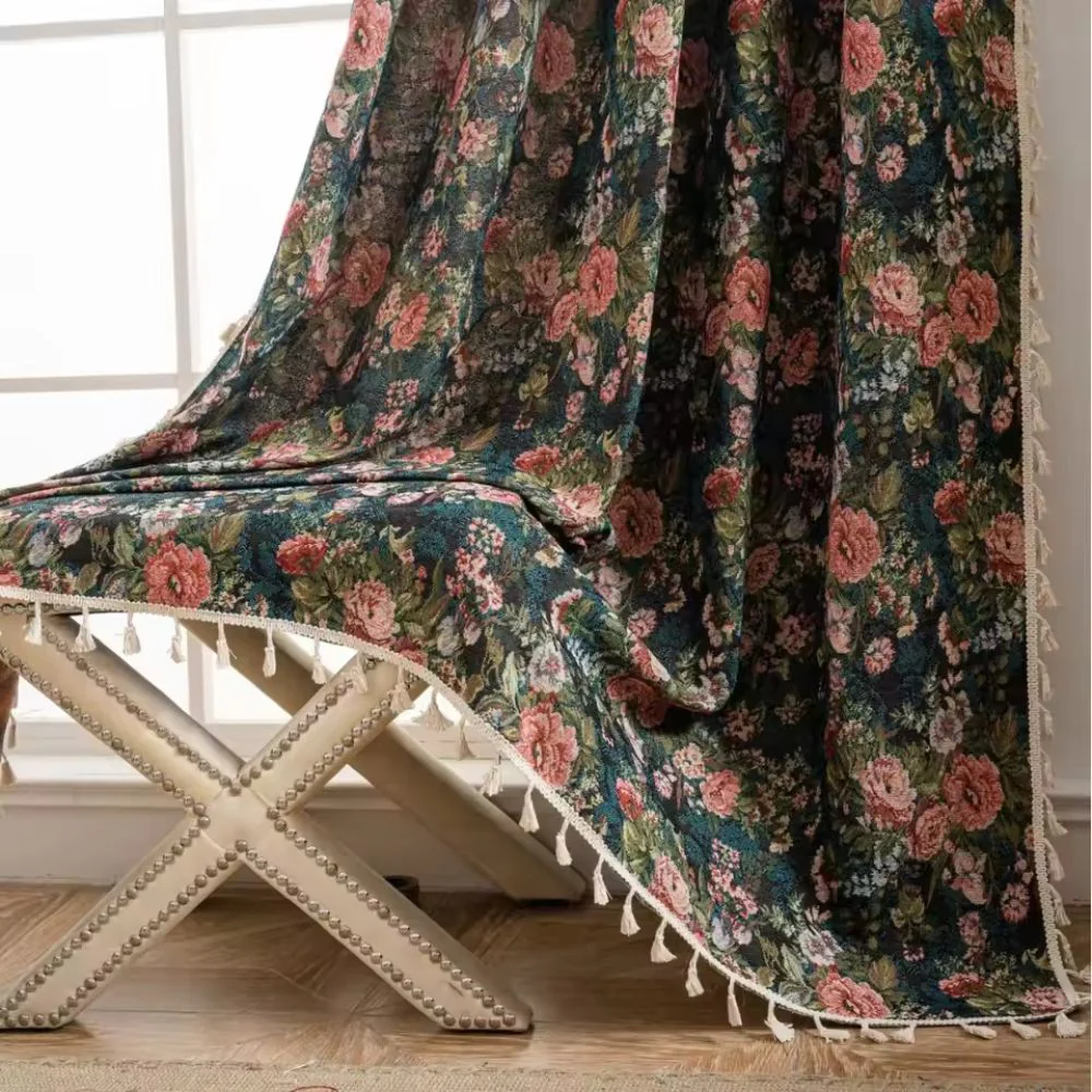 French Vintage Floral Tapestry Curtain - Image 6
