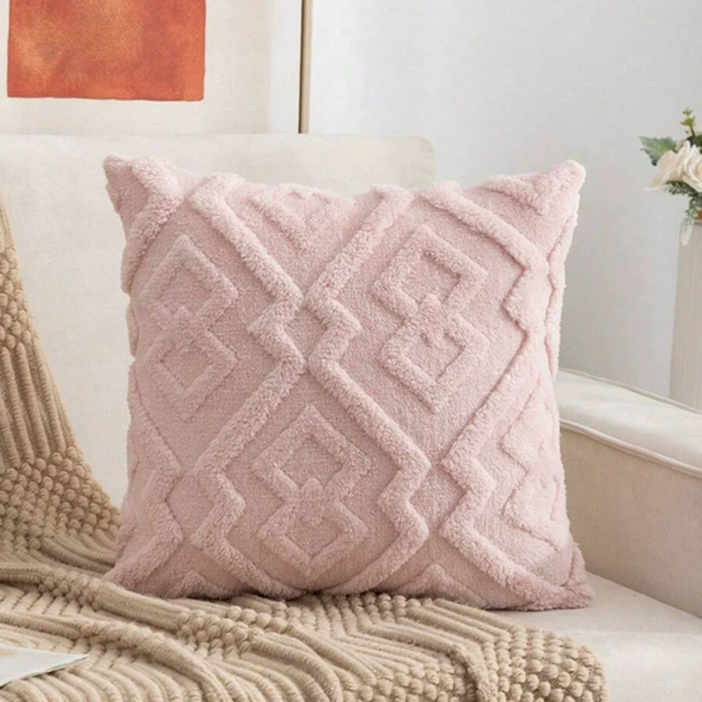 Fuzzy Diamond Pattern Cushion Cover - Image 5