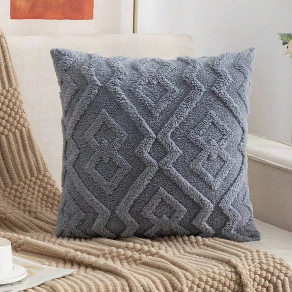 Fuzzy Diamond Pattern Cushion Cover - Image 6