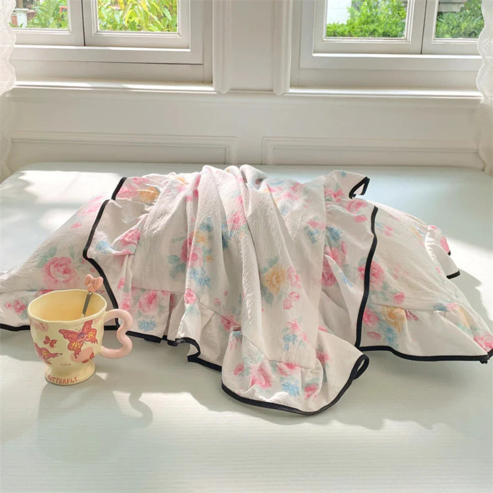 Gauze Floral Ruffled Lace Pillowcases - Image 2