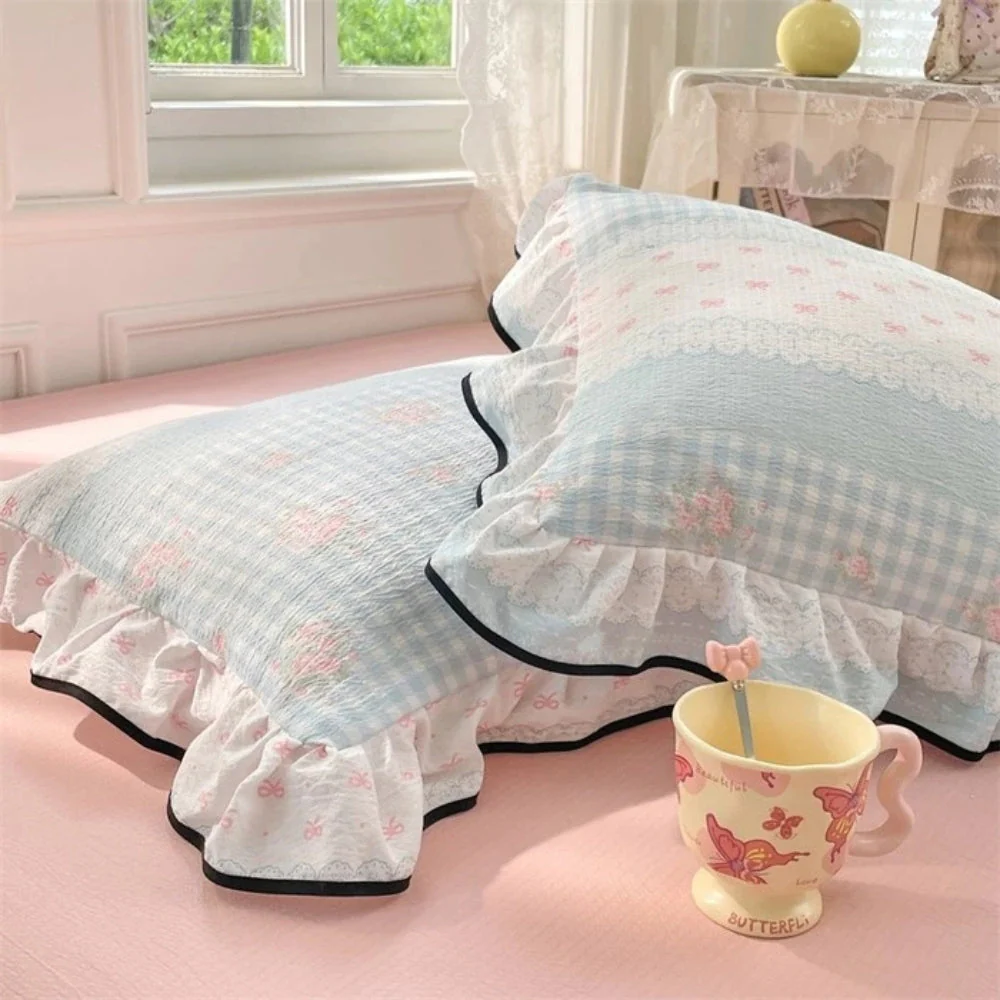 Gauze Floral Ruffled Lace Pillowcases - Image 4