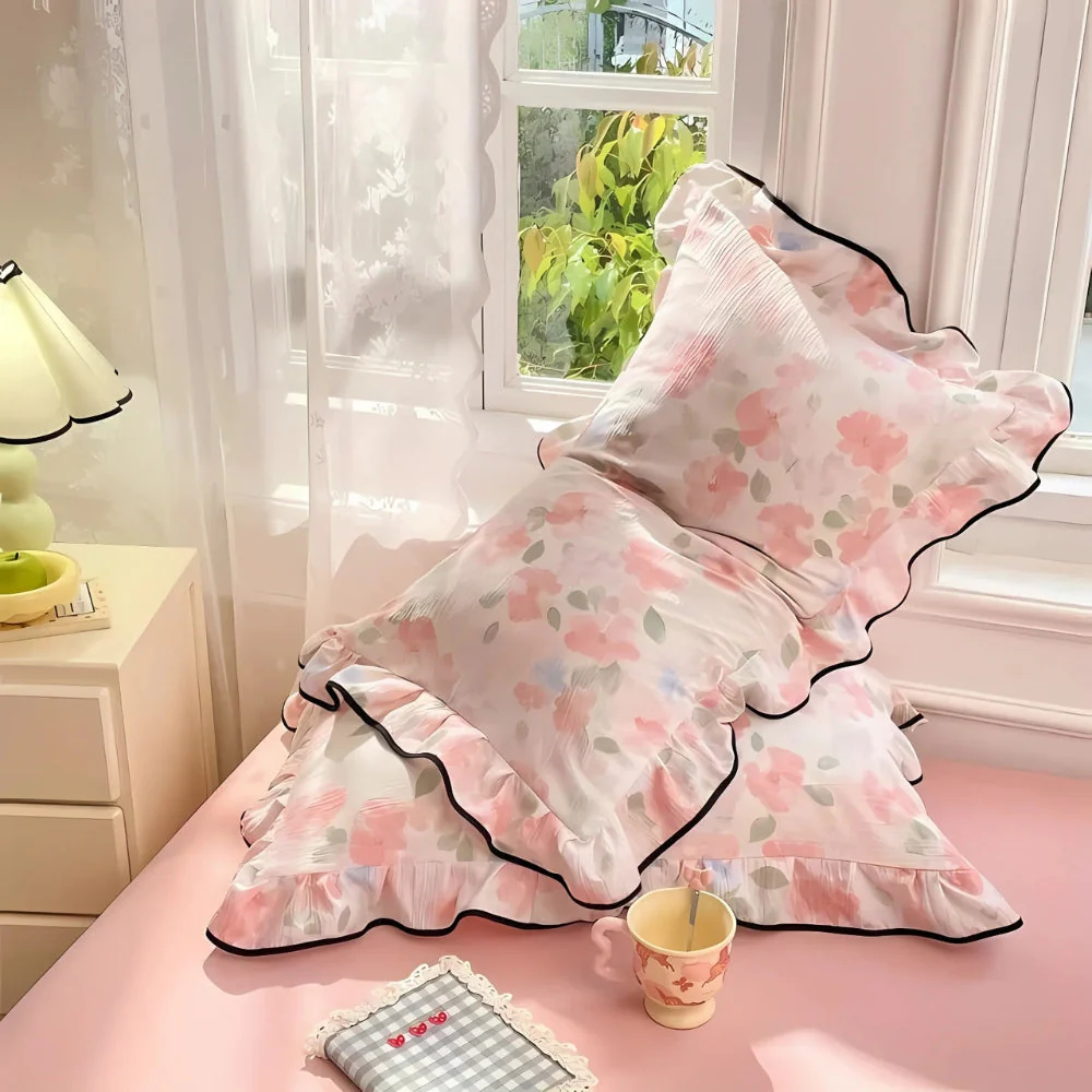 Gauze Floral Ruffled Lace Pillowcases - Image 6