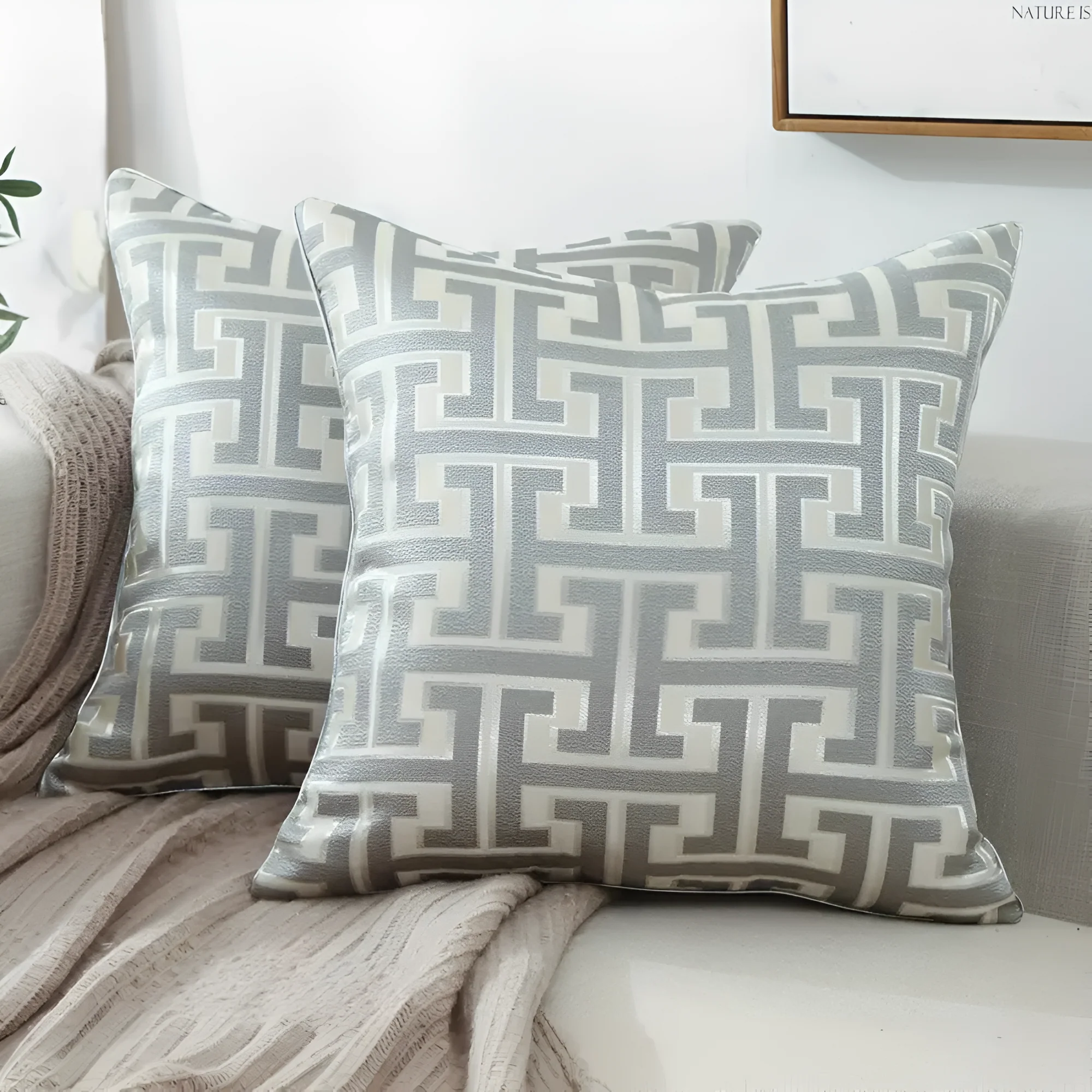 Geometric Jacquard Luxury Cushion Cover - Image 2