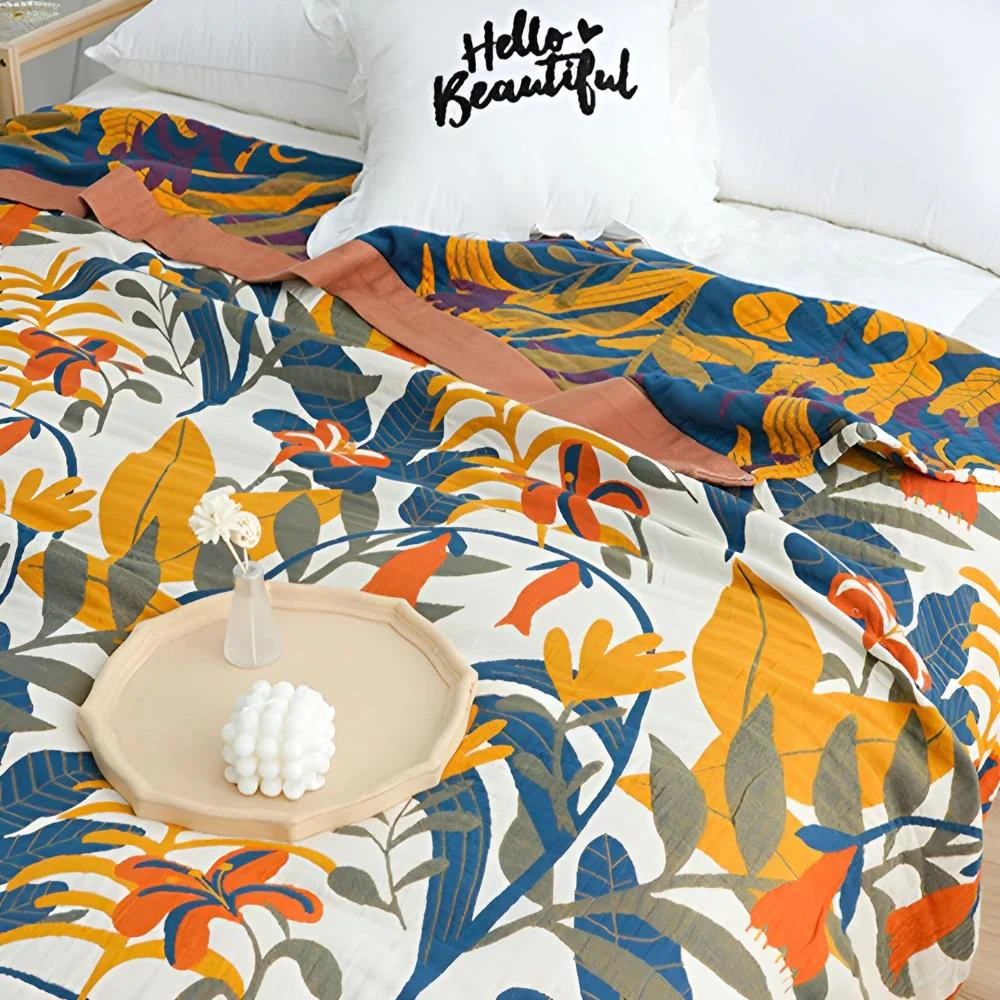 Sunrise Flora Cotton Blanket - Image 2