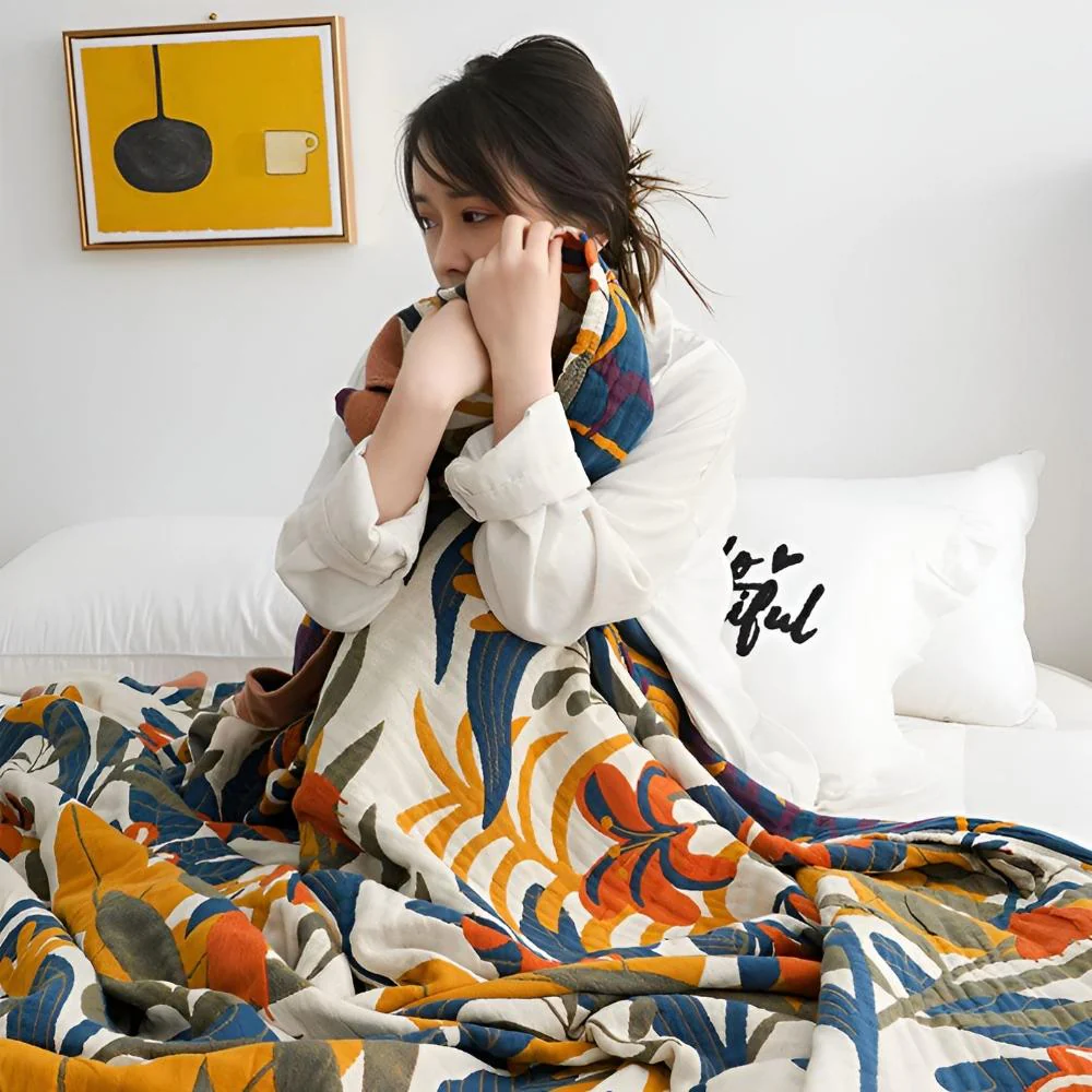 Sunrise Flora Cotton Blanket - Image 3