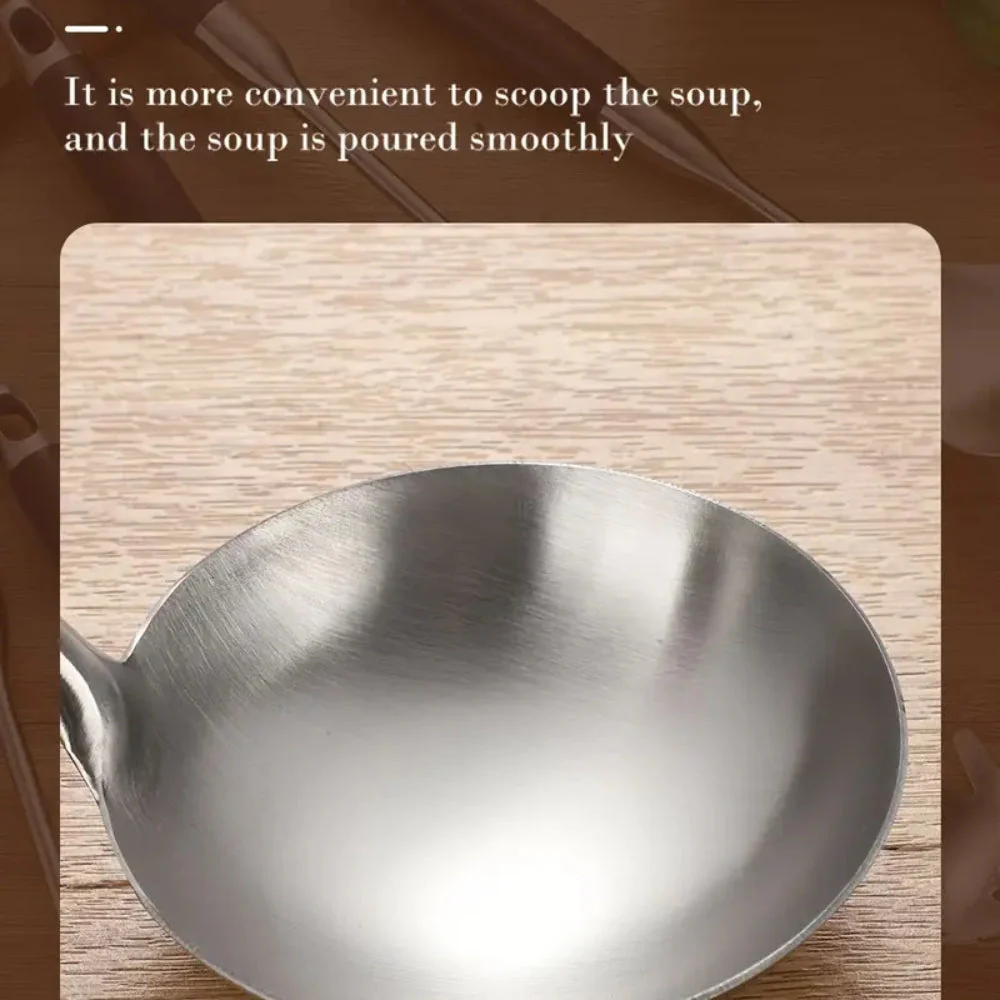 Gleaming Stainless Steel Wooden Utensils | 6Pcs Set - Image 6
