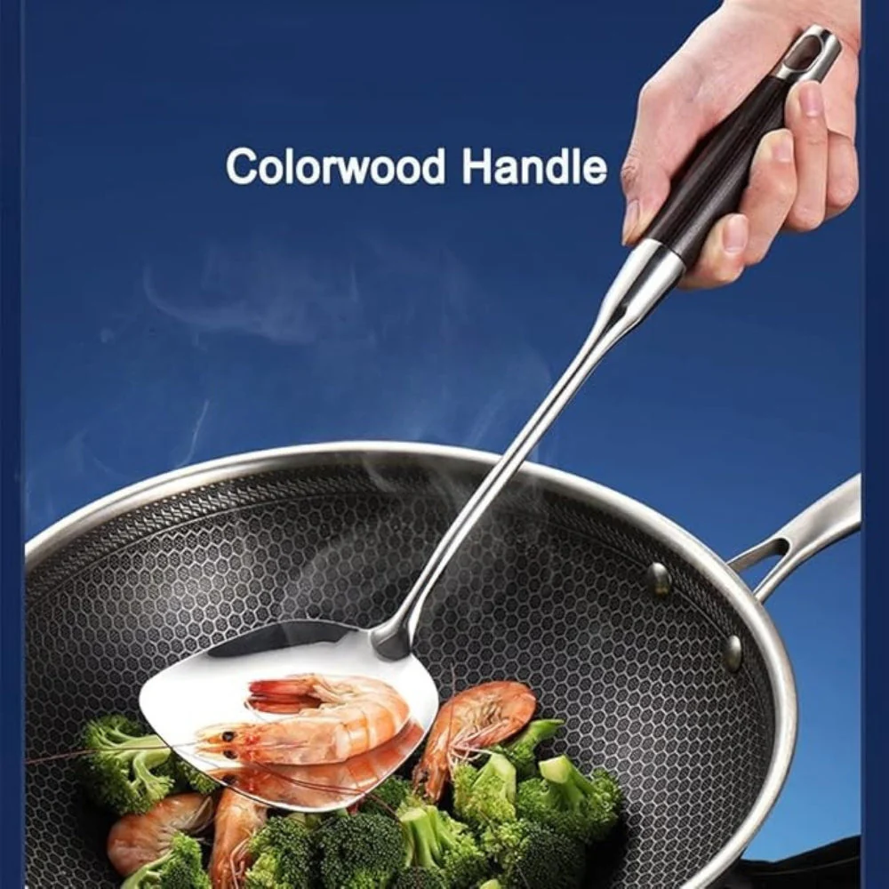 Gleaming Stainless Steel Wooden Utensils | 6Pcs Set - Image 7