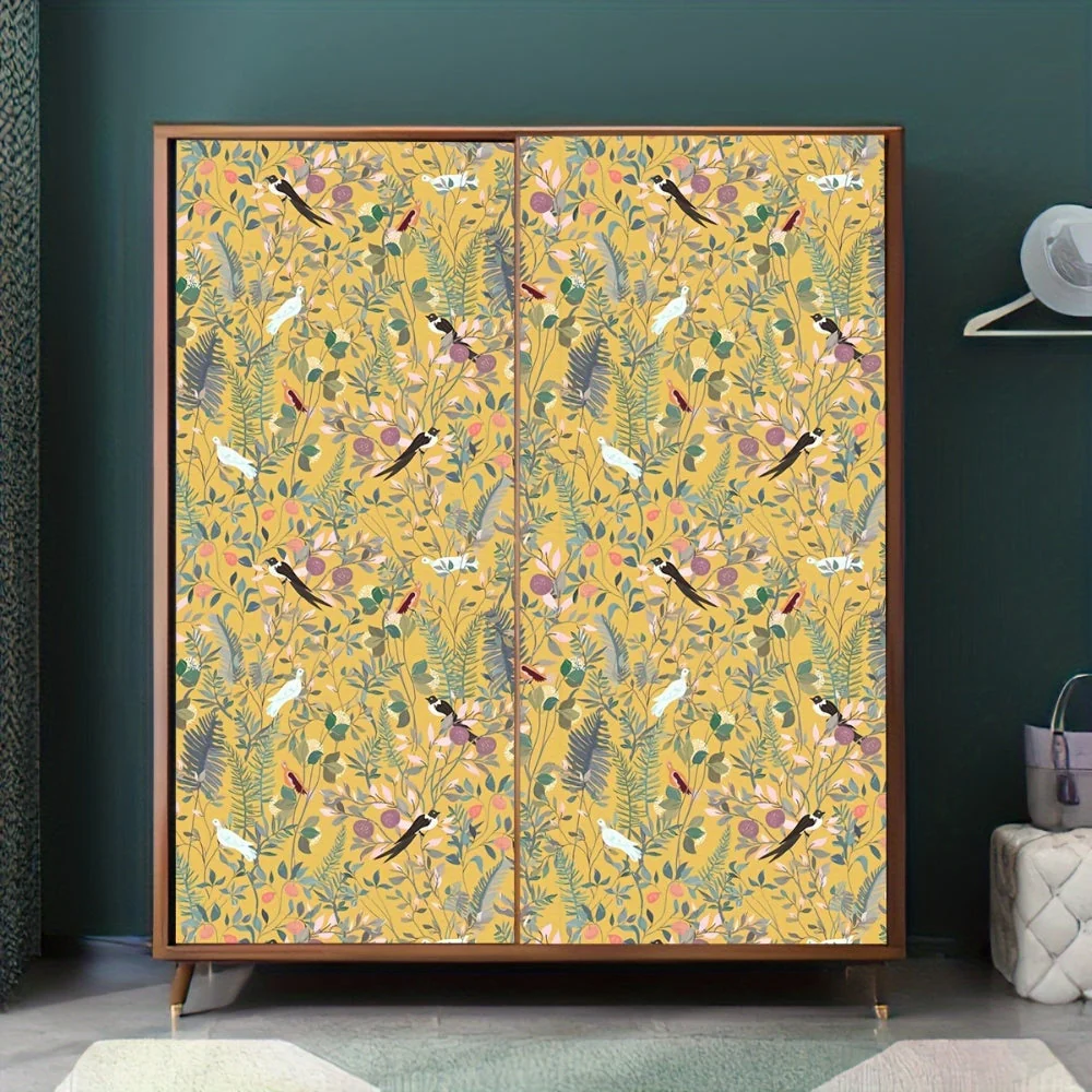 Golden Canopy Bird and Leaf Peelable Wallpaper - Image 10