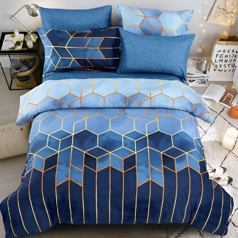 Golden Cosmo Hive | 3pcs Duvet Cover Sets - Image 3